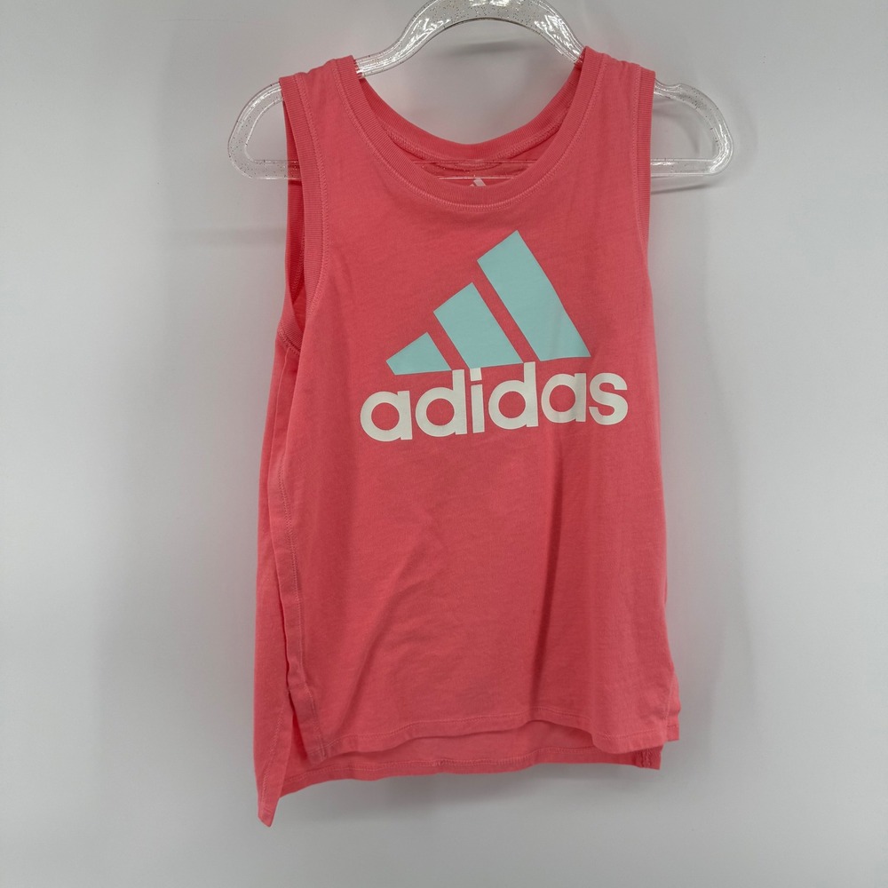 Kids Adidas Tank Top Coral Pink Logo Size 6‎ Athletic Casual